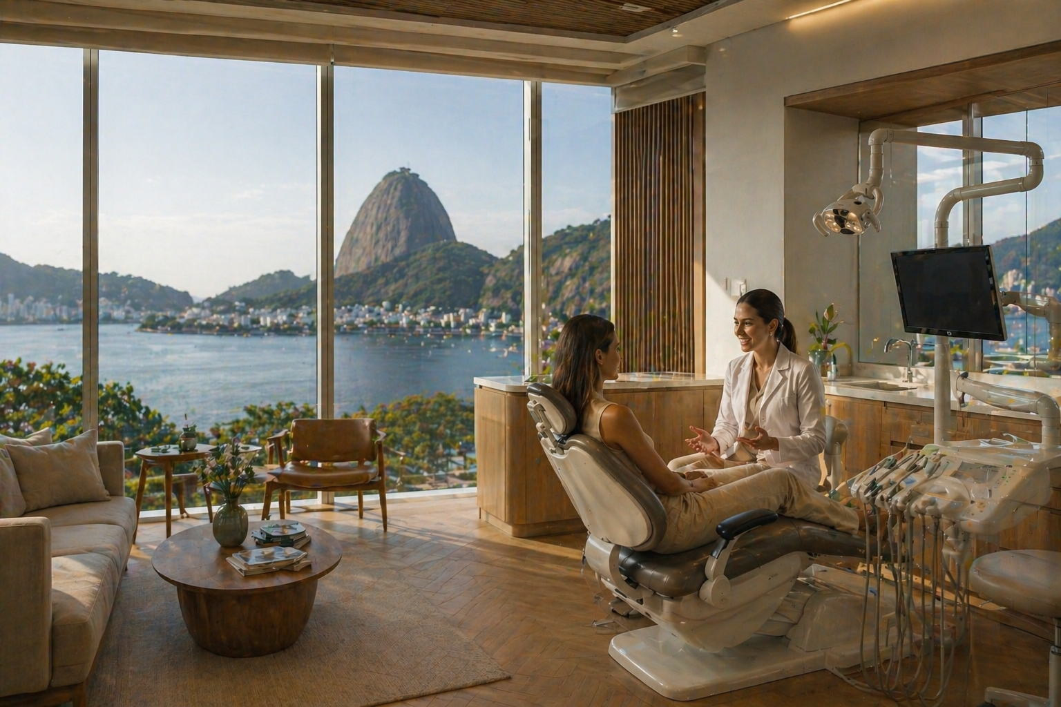 Upscale dental clinic in Rio de Janeiro with luxury feel and natural light