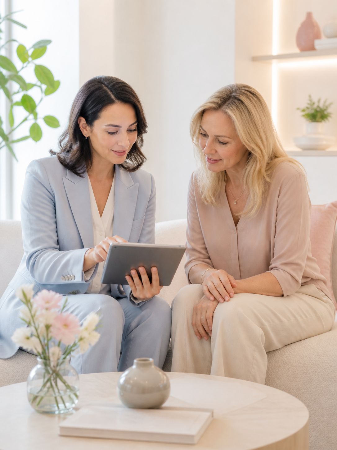 MyMediTour coordinator reviewing surgeon credentials and portfolio with a patient